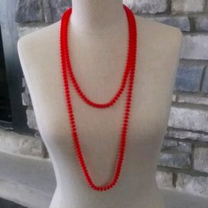 BUNDLE: Red Beaded Earrings+Necklace Set Red